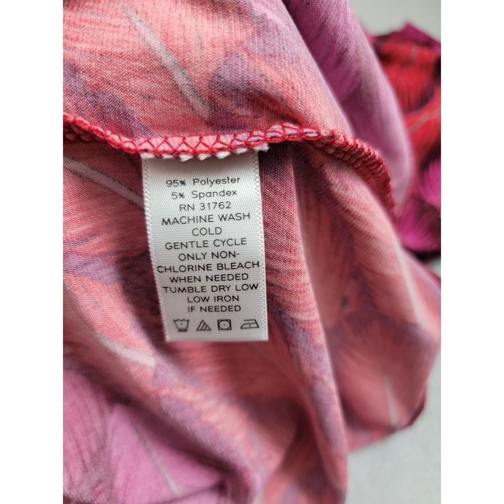 Gypsy Mara Hoffman Dress Womens Large Pink Red Feather Print Feminine Botanical - Picture 9 of 10